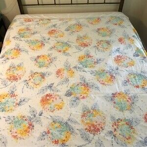 Vintage Martex Westpoint Pepperell Abstract Floral Percale Twin Flat Sheet